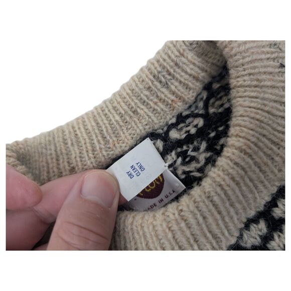 Vintage 90s Scandinavian Sweater J'ma Plum 100% Wool Mens Size M USA Made - Picture 6 of 10